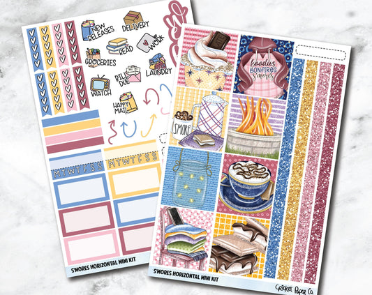 HORIZONTAL Planner Stickers Mini Kit - S'mores-Cricket Paper Co.