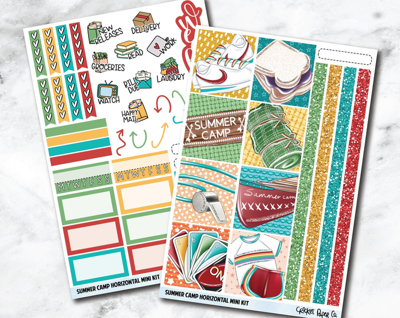 HORIZONTAL Planner Stickers Mini Kit - Summer Camp-Cricket Paper Co.