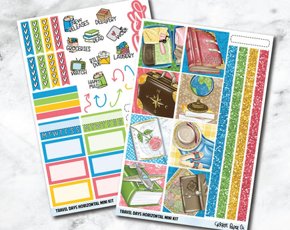 HORIZONTAL Planner Stickers Mini Kit - Travel Days-Cricket Paper Co.
