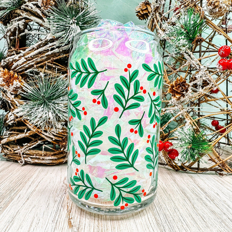 Holly Berry - 16oz Libbey Glass Can Holiday Cup-Cricket Paper Co.