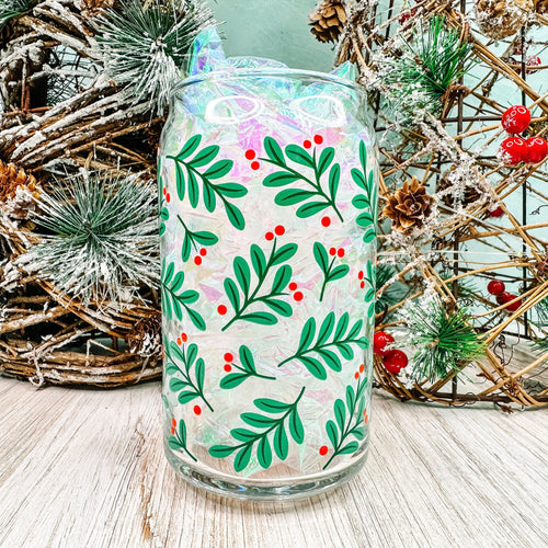 Holly Berry - 16oz Libbey Glass Can Holiday Cup-Cricket Paper Co.