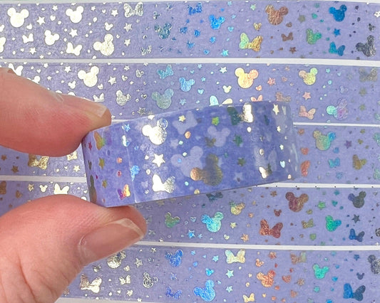 Holographic Foiled Magical Medley Washi Tape - Pastel Lavender-Cricket Paper Co.