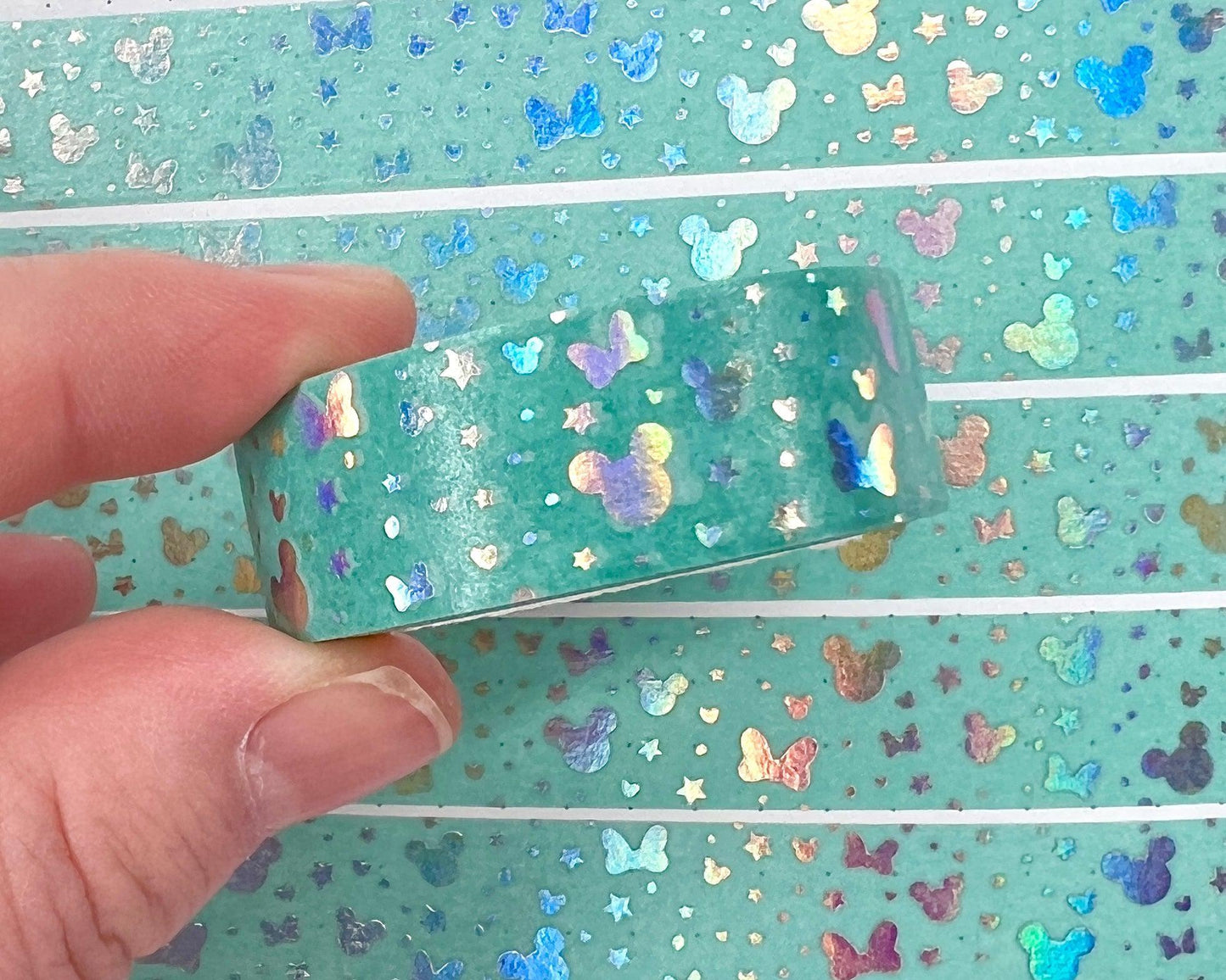 Holographic Foiled Magical Medley Washi Tape - Pastel Mint-Cricket Paper Co.