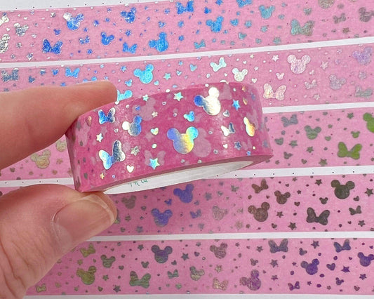 Holographic Foiled Magical Medley Washi Tape - Pastel Pink-Cricket Paper Co.