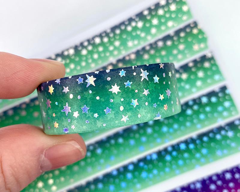 Holographic Foiled Star Burst Washi Tape - Emerald City-Cricket Paper Co.