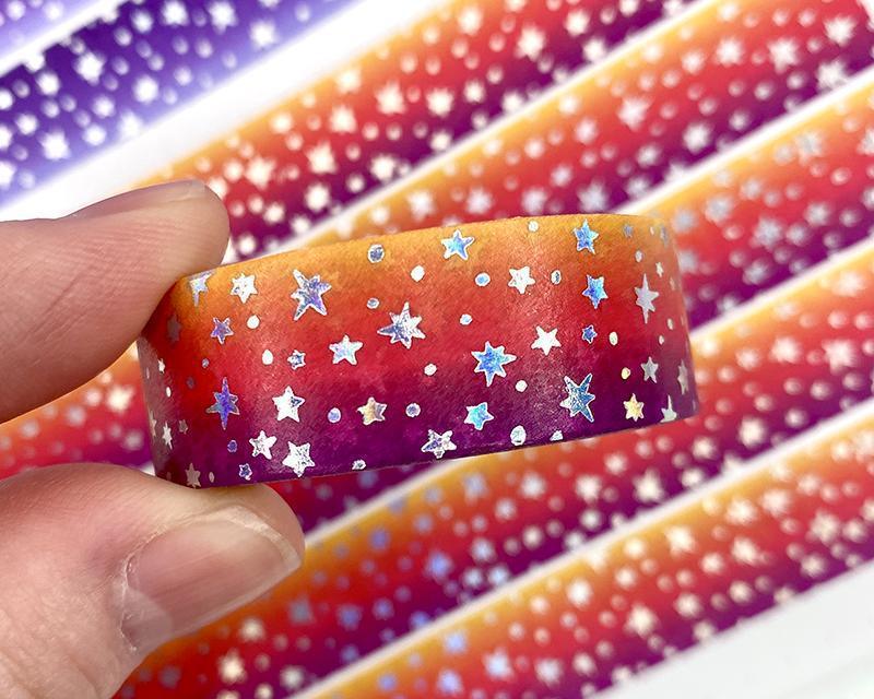 Holographic Foiled Star Burst Washi Tape - Flaming Hot-Cricket Paper Co.