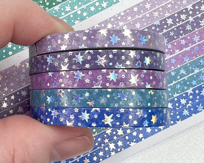 Holographic Foiled Star Burst Washi Tape - Winter Vibes-Cricket Paper Co.