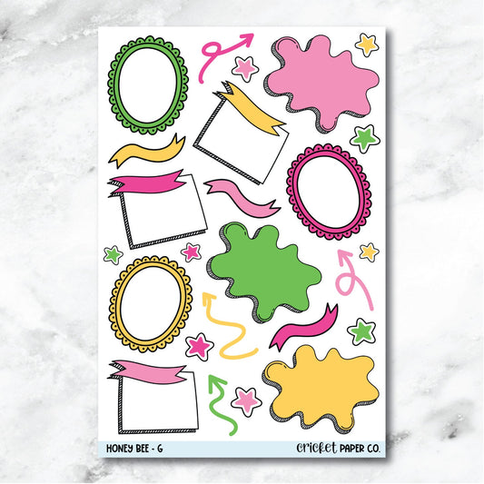 Honey Bee Bullet Journal Style Journaling and Planner Stickers - G-Cricket Paper Co.