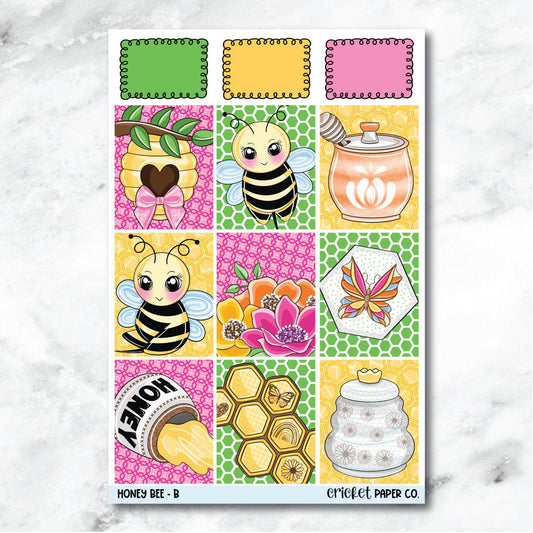 Honey Bee Full Box Journaling and Planner Stickers - B-Cricket Paper Co.