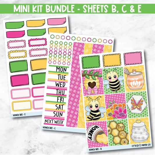 Honey Bee Mini Kit Bundle Planner Stickers - Sheets B, C and E-Cricket Paper Co.