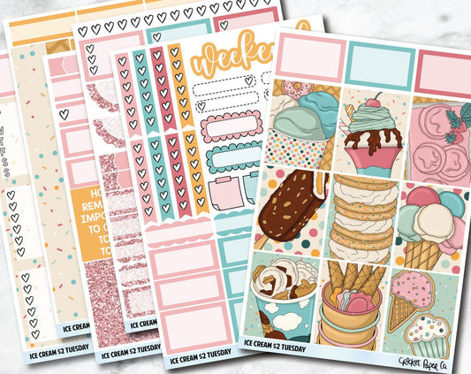 ICE CREAM Planner Stickers - Full Kit-Cricket Paper Co.