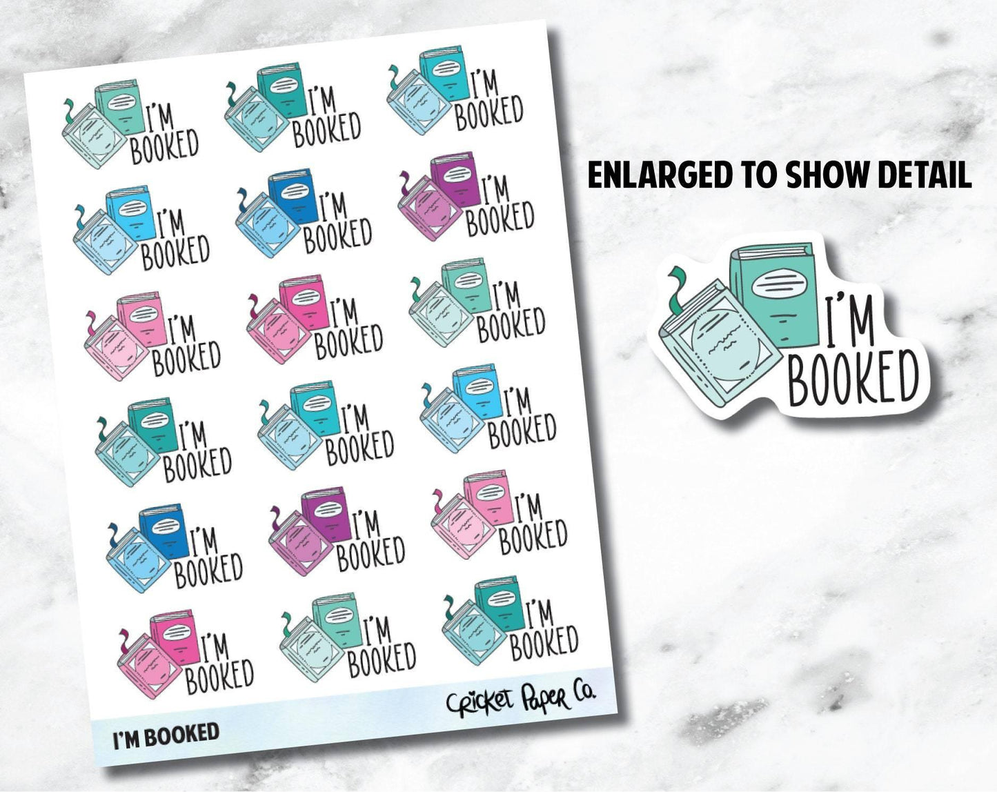I'm Booked Typography Icon - Reading and Bookish Planner Stickers-Cricket Paper Co.