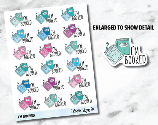 I'm Booked Typography Icon - Reading and Bookish Planner Stickers-Cricket Paper Co.