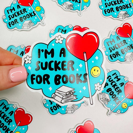 I'm a Sucker for Books - Bookish Vinyl Sticker-Cricket Paper Co.