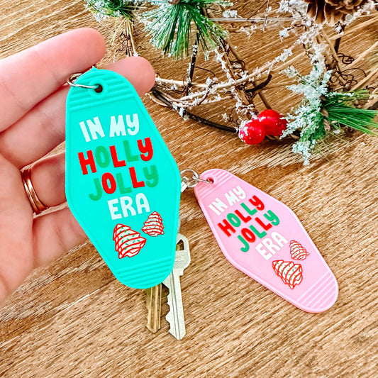 In My Holly Jolly Era Retro Motel Keychain-Cricket Paper Co.