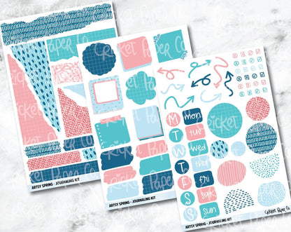 JOURNALING KIT Stickers for Planners, Journals and Notebooks - Artsy Spring-Cricket Paper Co.