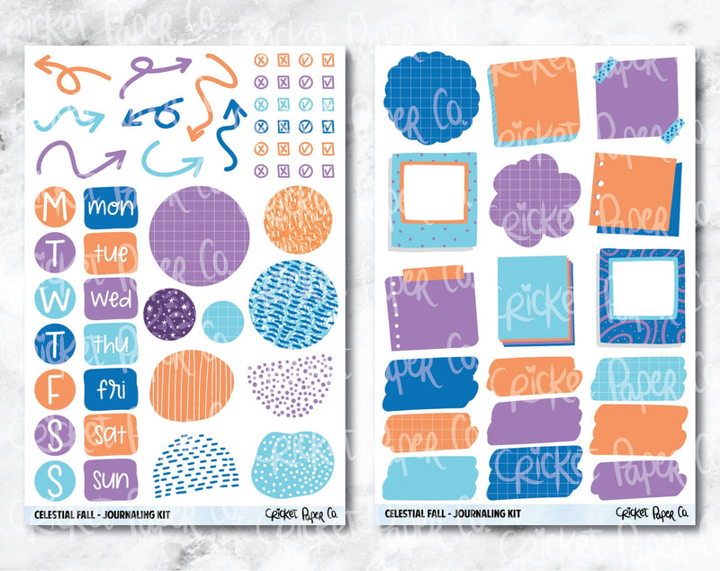 JOURNALING KIT Stickers for Planners, Journals and Notebooks - Celestial Fall-Cricket Paper Co.
