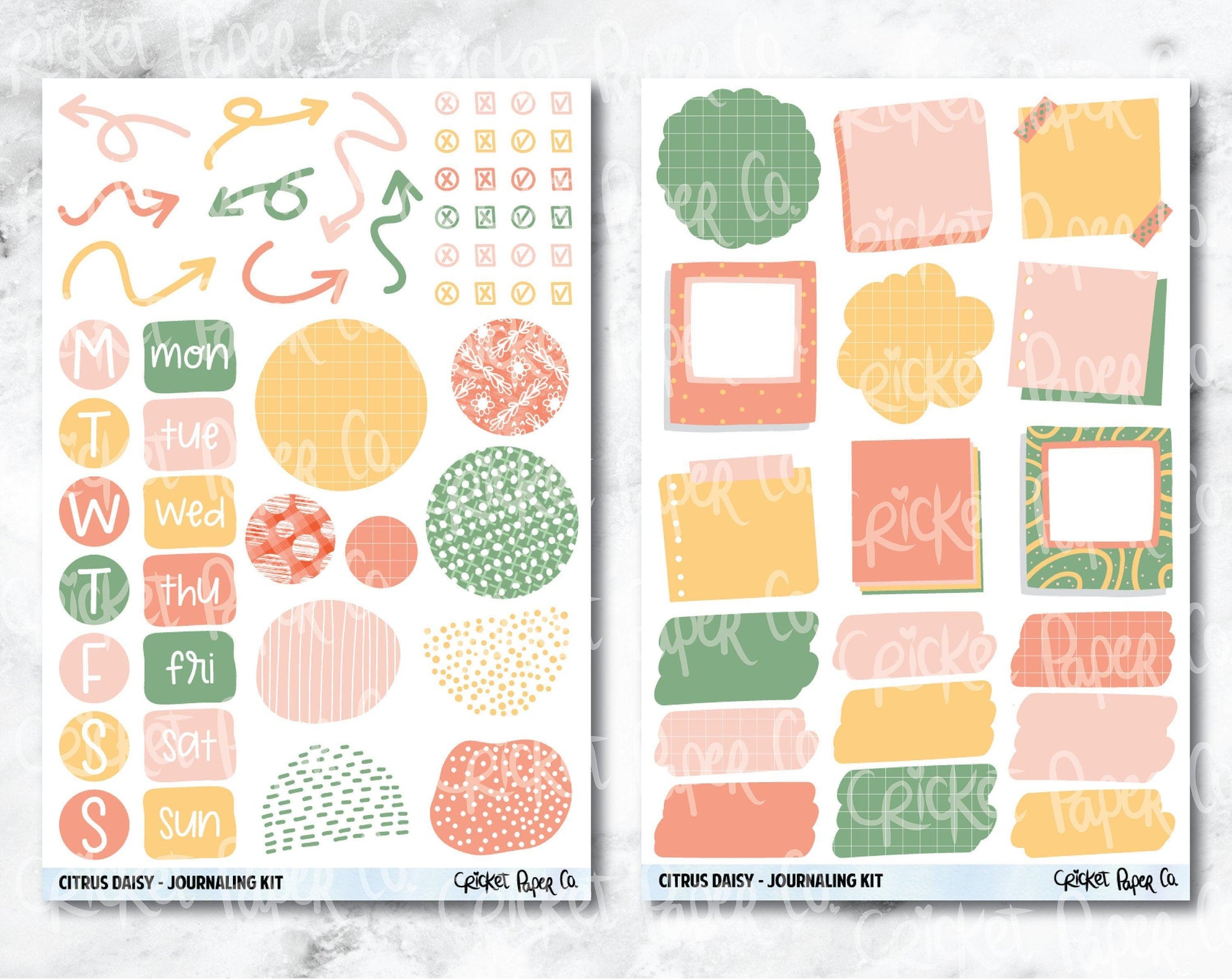 JOURNALING KIT Stickers for Planners, Journals and Notebooks - Citrus Daisy-Cricket Paper Co.