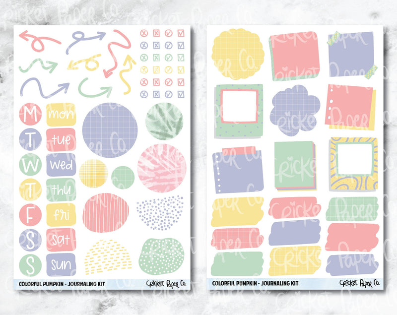 JOURNALING KIT Stickers for Planners, Journals and Notebooks - Colorful Pumpkin-Cricket Paper Co.