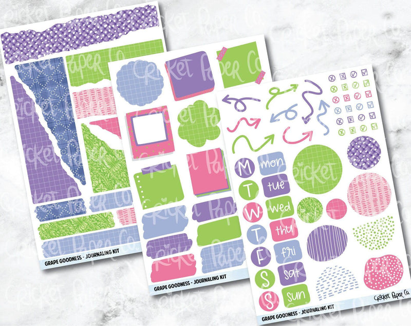 JOURNALING KIT Stickers for Planners, Journals and Notebooks - Grape Goodness-Cricket Paper Co.