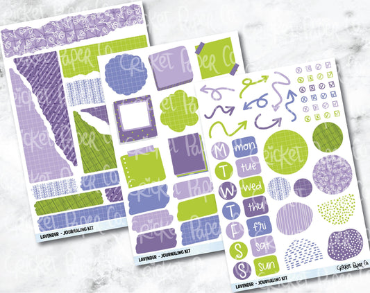 JOURNALING KIT Stickers for Planners, Journals and Notebooks - Lavender-Cricket Paper Co.