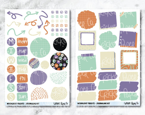 JOURNALING KIT Stickers for Planners, Journals and Notebooks - Moonlight Frights-Cricket Paper Co.