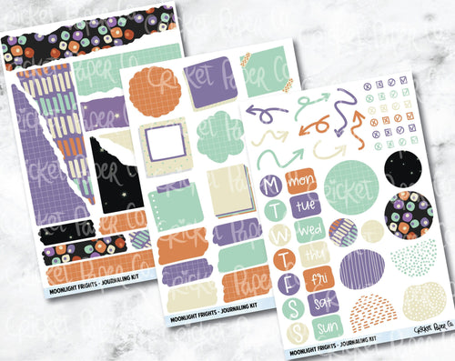 JOURNALING KIT Stickers for Planners, Journals and Notebooks - Moonlight Frights-Cricket Paper Co.