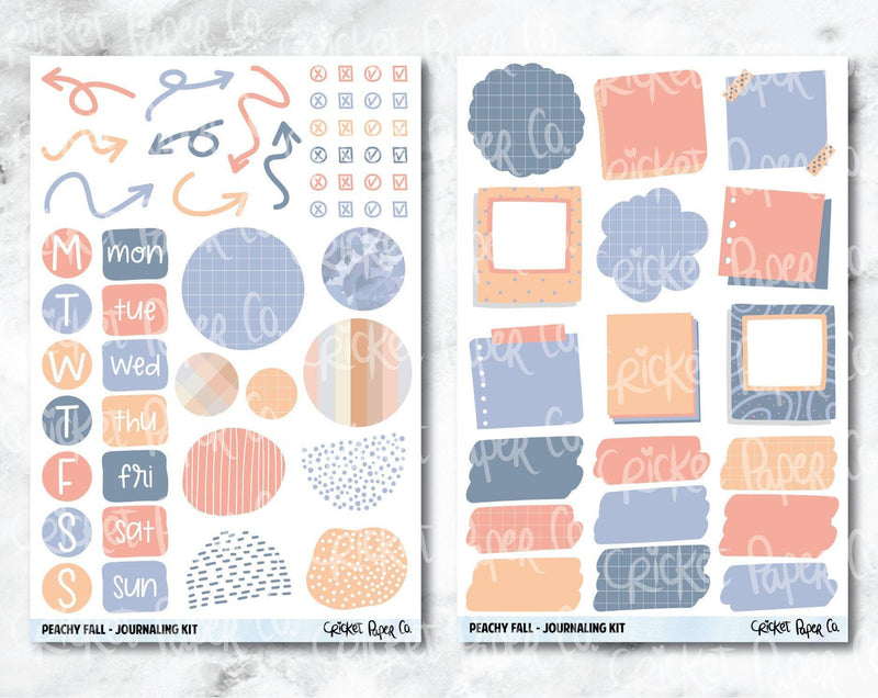 JOURNALING KIT Stickers for Planners, Journals and Notebooks - Peachy Fall-Cricket Paper Co.