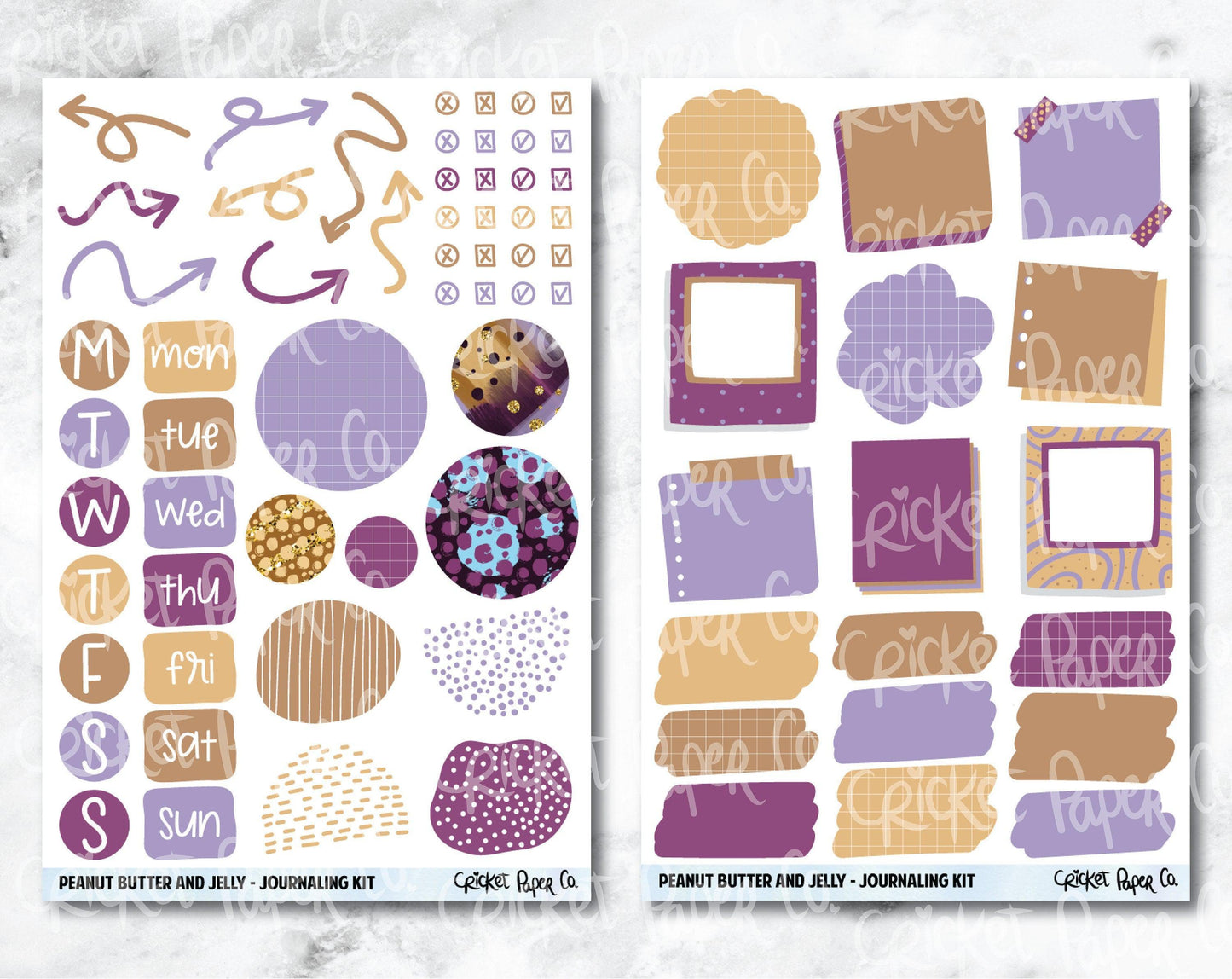 JOURNALING KIT Stickers for Planners, Journals and Notebooks - Peanut Butter and Jelly-Cricket Paper Co.