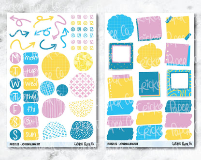 JOURNALING KIT Stickers for Planners, Journals and Notebooks - Puzzles-Cricket Paper Co.