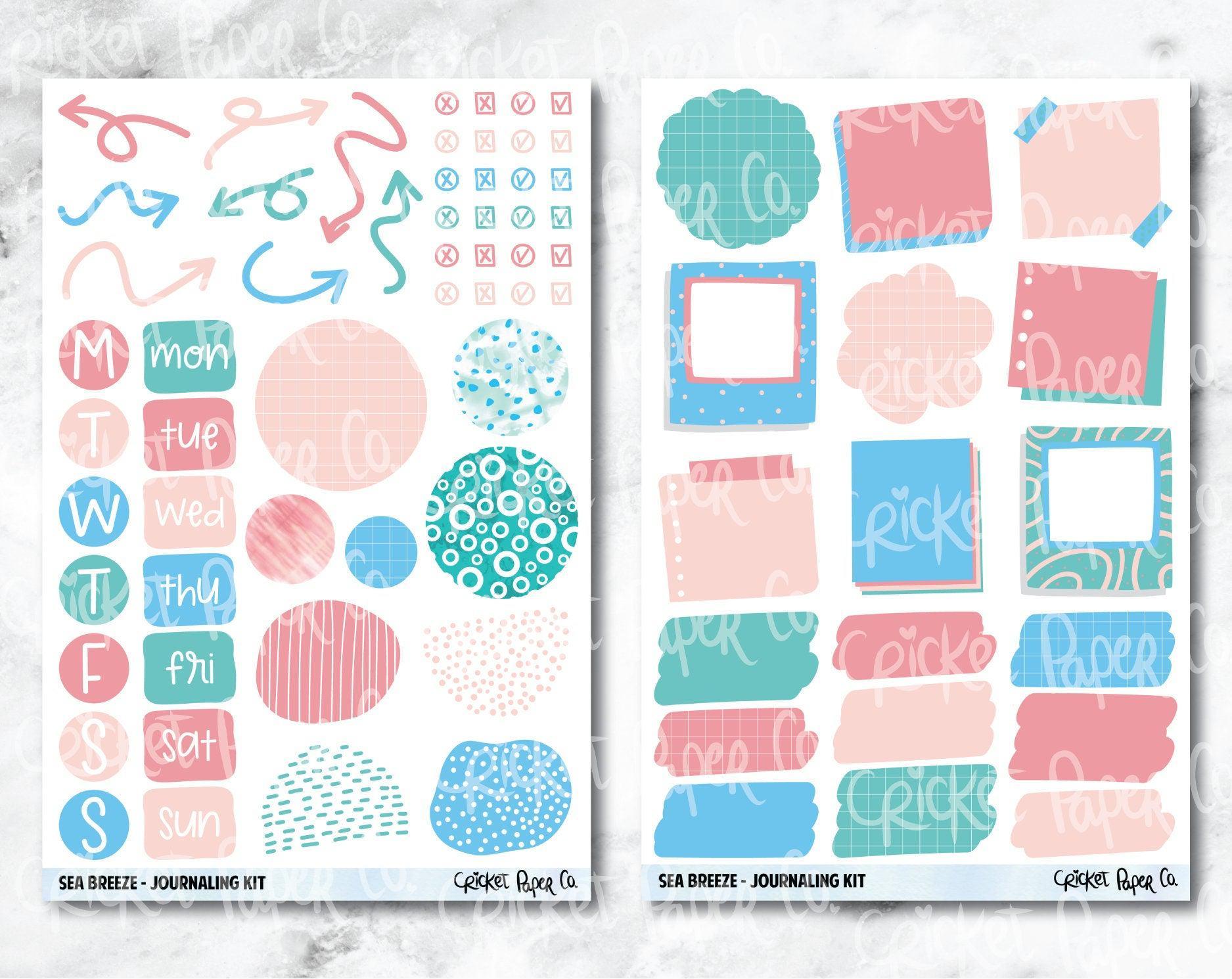 JOURNALING KIT Stickers for Planners, Journals and Notebooks - Sea Breeze-Cricket Paper Co.