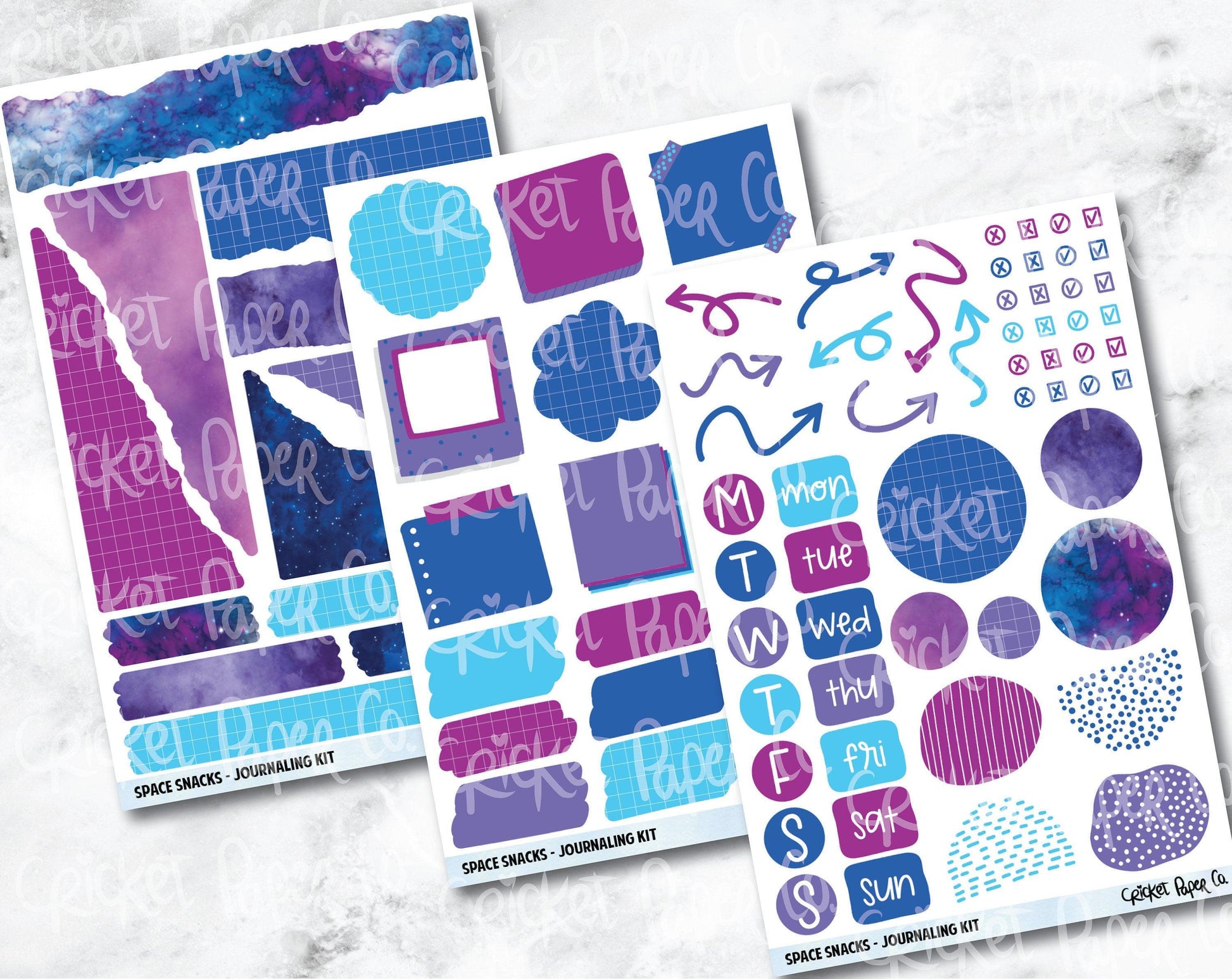 JOURNALING KIT Stickers for Planners, Journals and Notebooks - Space Snacks-Cricket Paper Co.