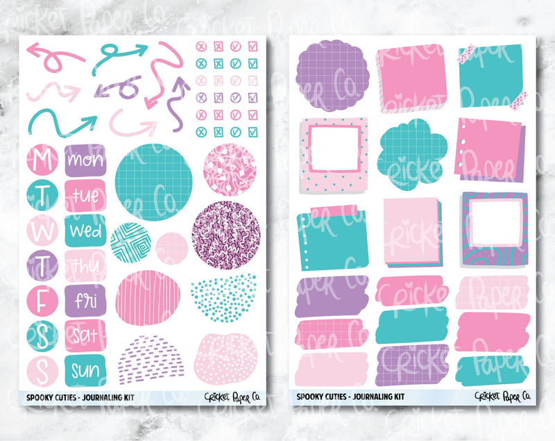 JOURNALING KIT Stickers for Planners, Journals and Notebooks - Spooky Cuties-Cricket Paper Co.