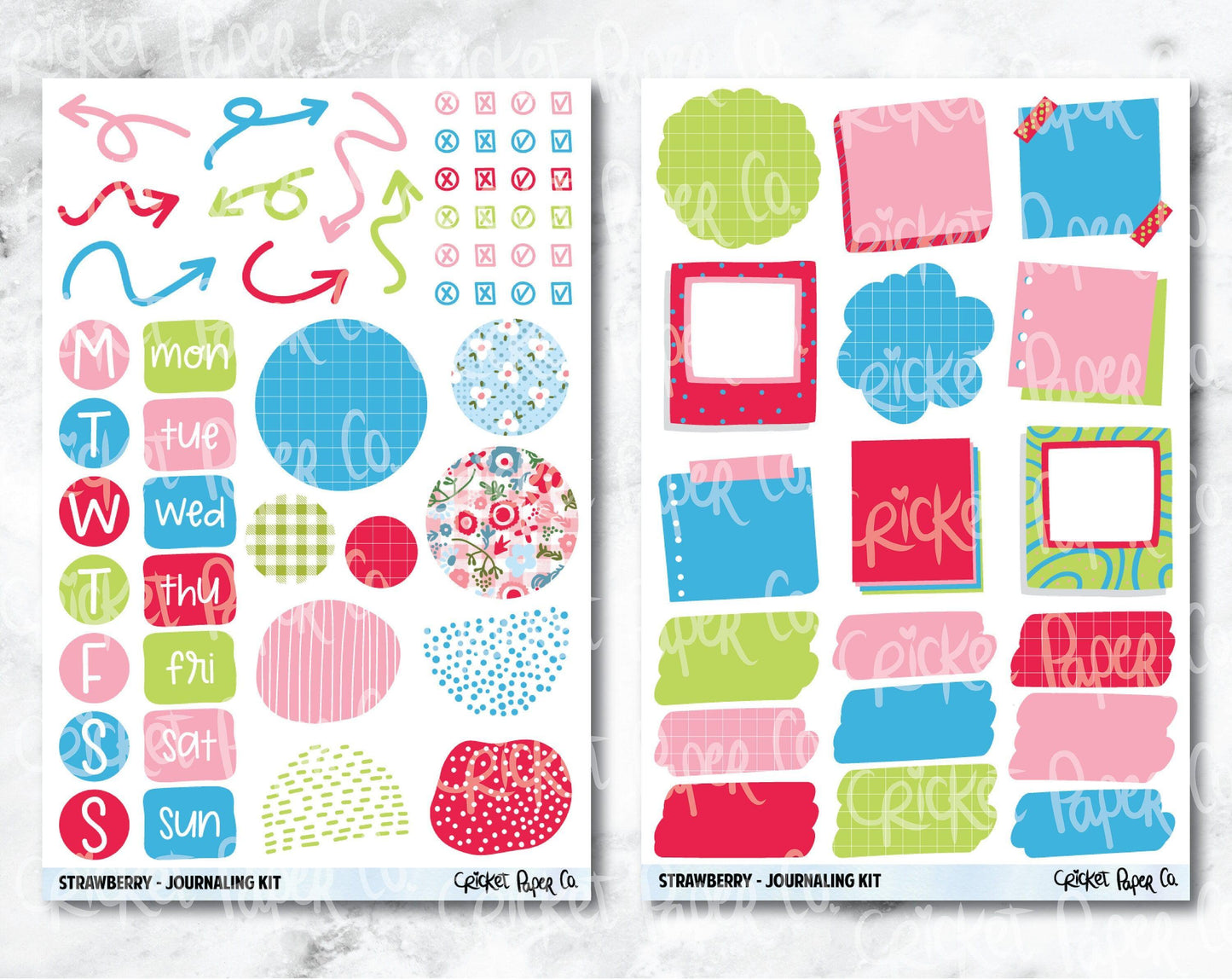 JOURNALING KIT Stickers for Planners, Journals and Notebooks - Strawberry-Cricket Paper Co.