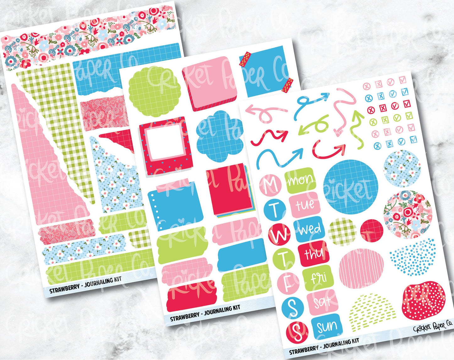 JOURNALING KIT Stickers for Planners, Journals and Notebooks - Strawberry-Cricket Paper Co.