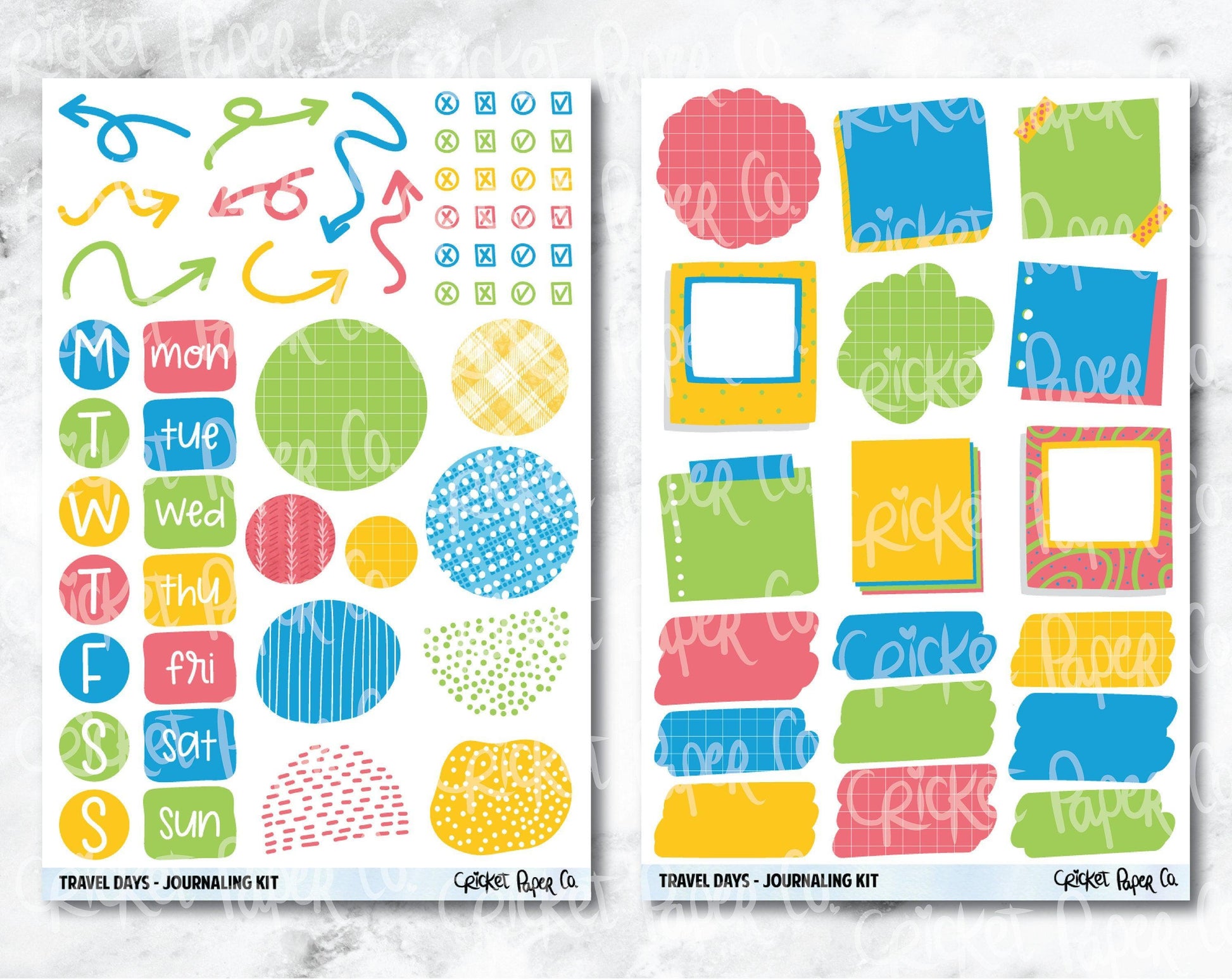 JOURNALING KIT Stickers for Planners, Journals and Notebooks - Travel Days-Cricket Paper Co.