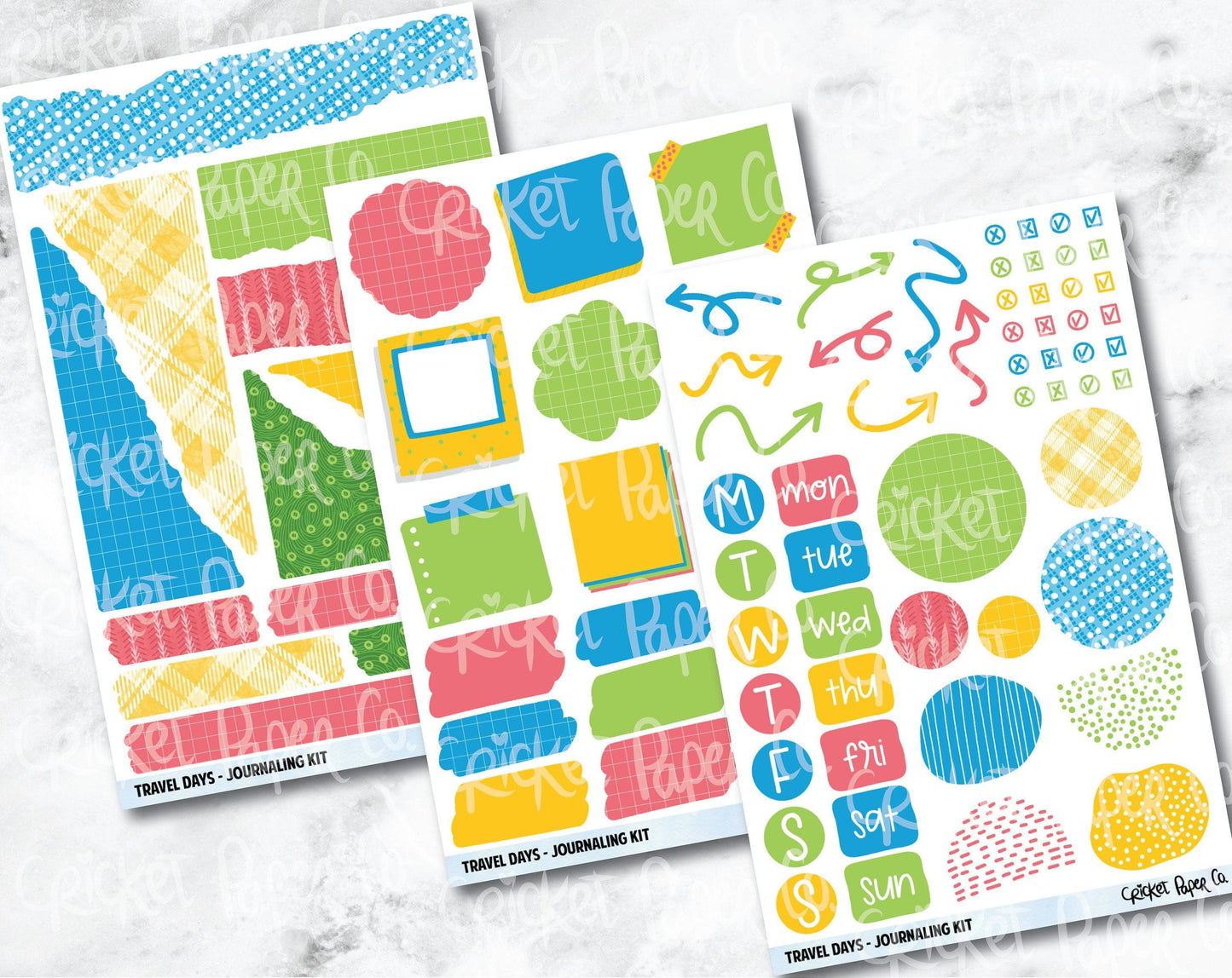 JOURNALING KIT Stickers for Planners, Journals and Notebooks - Travel Days-Cricket Paper Co.