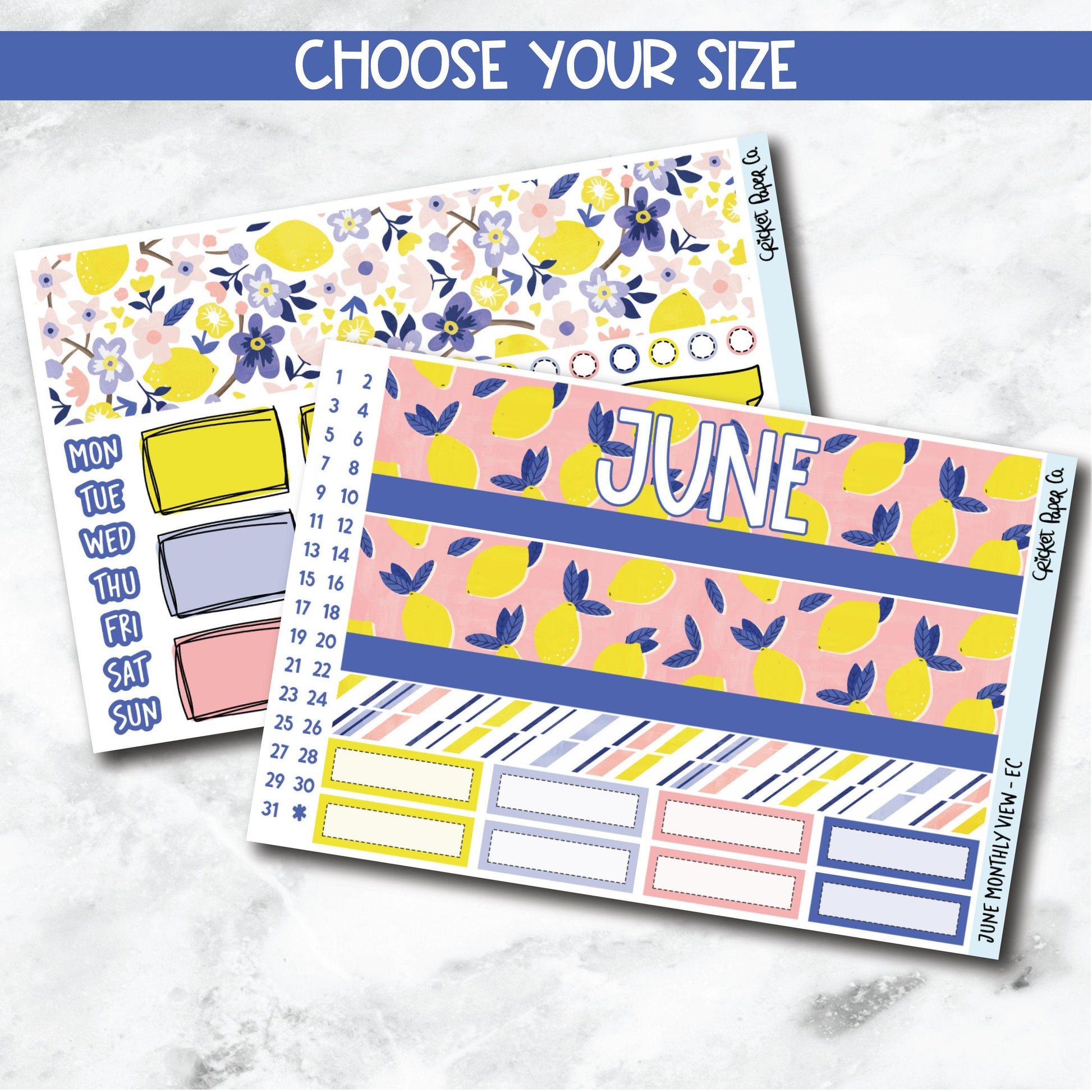 June Monthly View Planner Sticker Kit for 7x9 Planners-Cricket Paper Co.