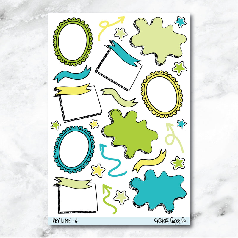 Key Lime Bullet Journal Style Journaling and Planner Stickers - G-Cricket Paper Co.