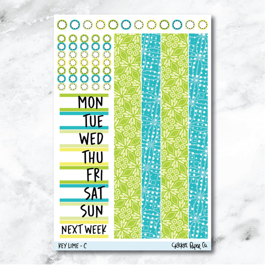 Key Lime Date Cover and Washi Strip Journaling and Planner Stickers - C-Cricket Paper Co.