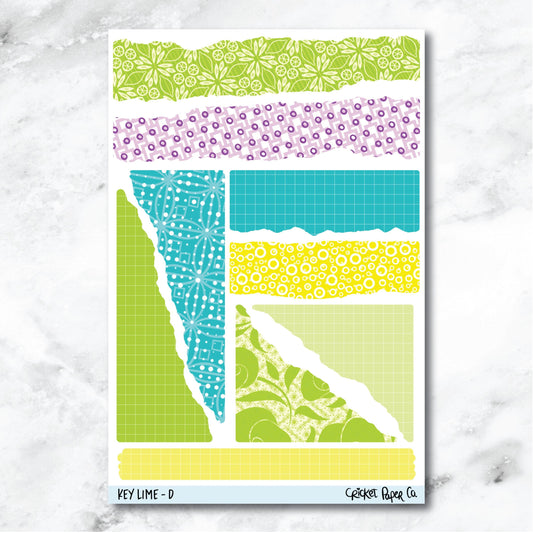 Key Lime Torn Paper Edges Journaling and Planner Stickers - D-Cricket Paper Co.