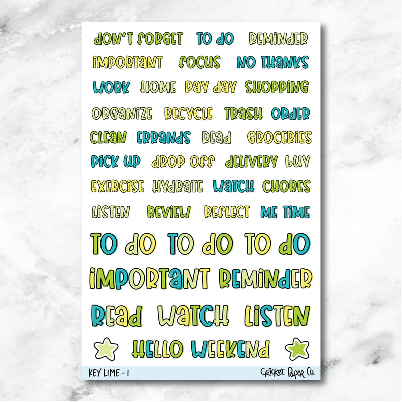 Key Lime Typeface Journaling and Planner Stickers - I-Cricket Paper Co.