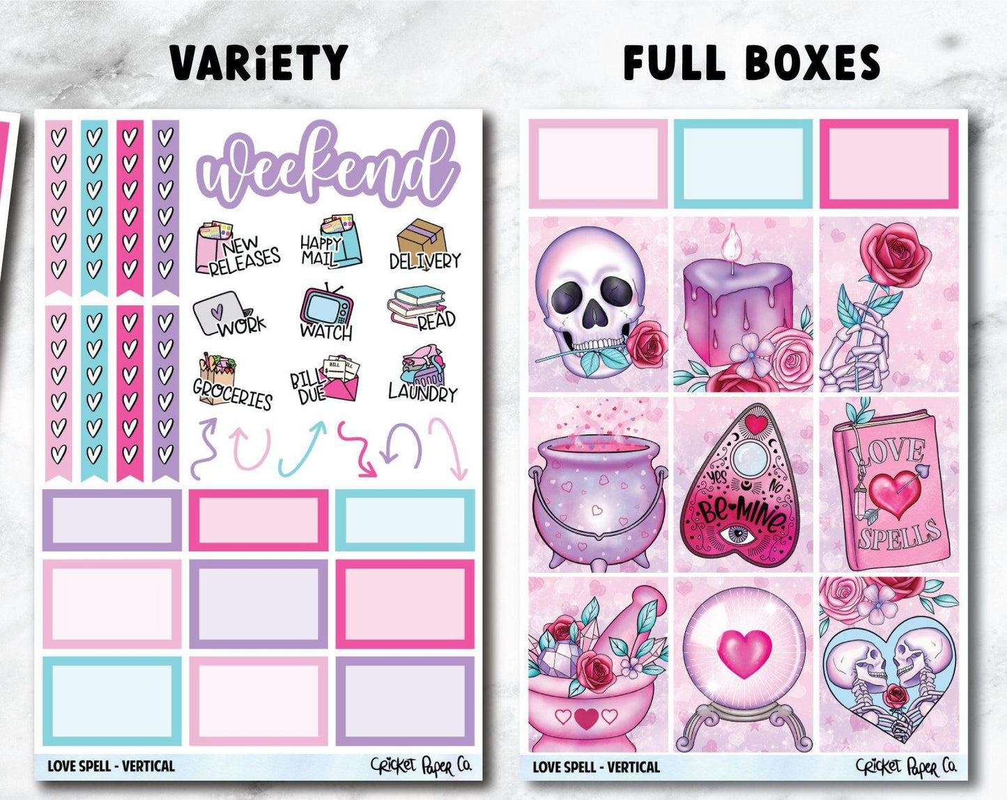 LOVE SPELL Planner Stickers - Full Kit-Cricket Paper Co.