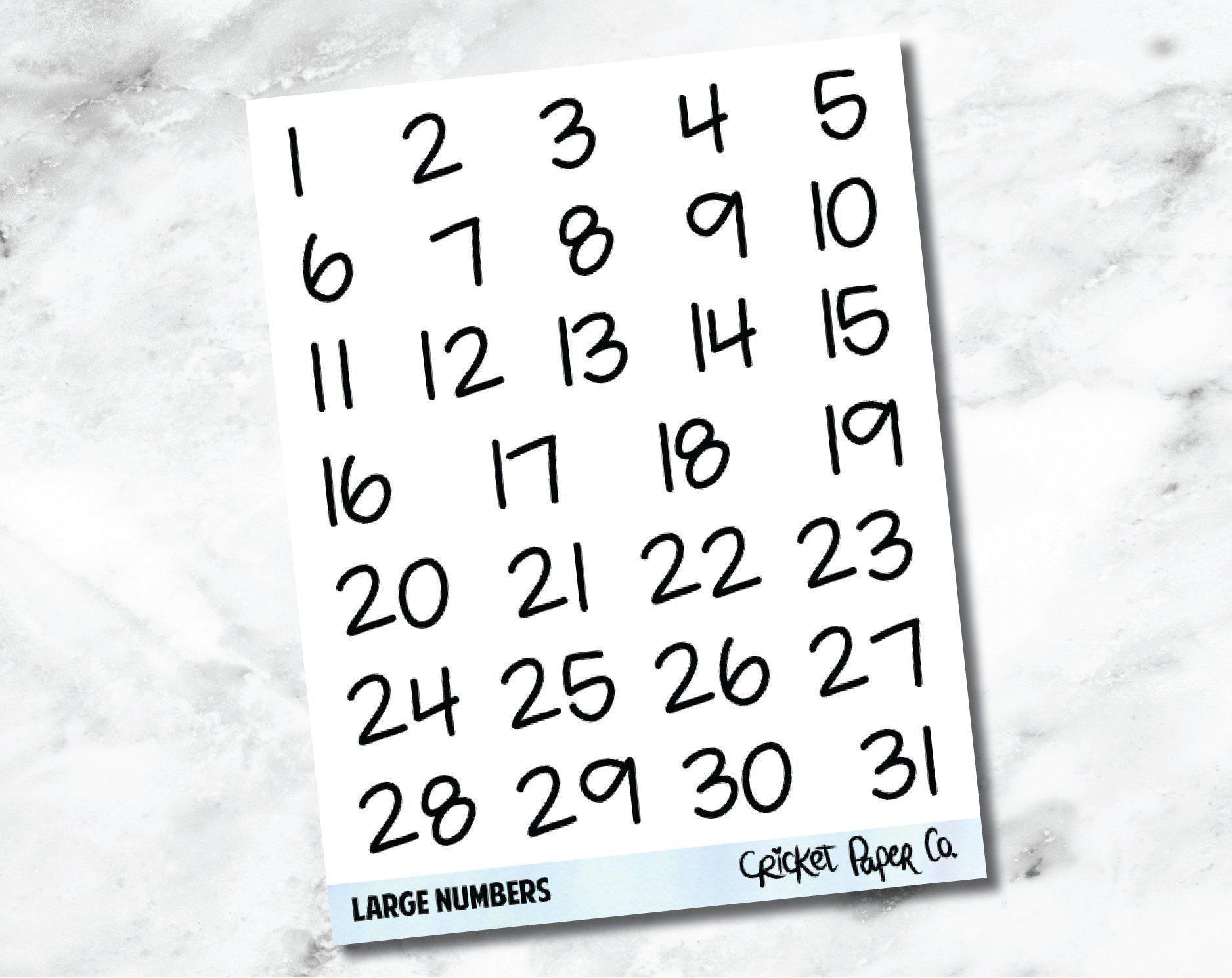 Date Numer Large Date Numbers Planner Stickers – Cricket Paper Co.