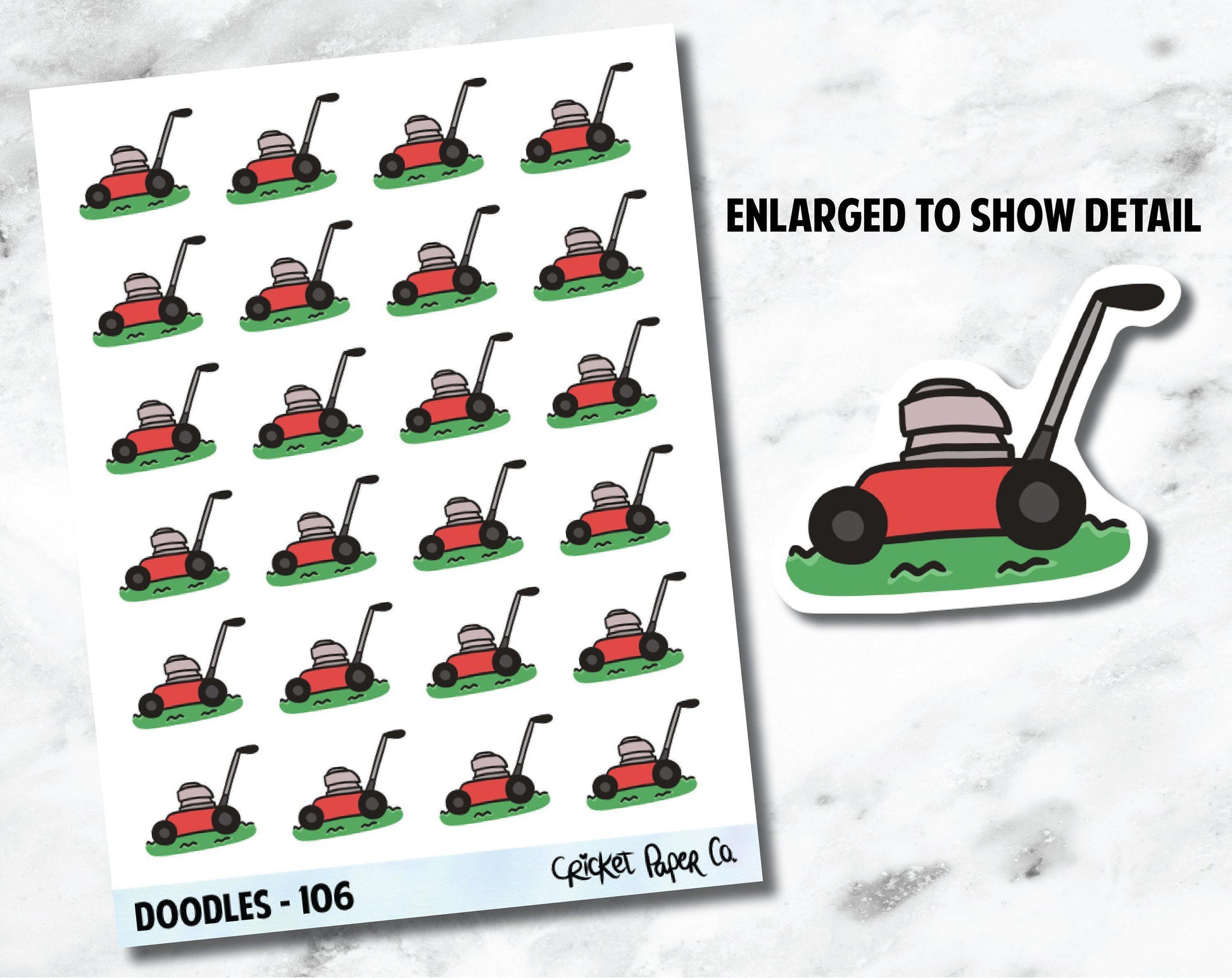 Lawn Mower, Yard Work, Landscaping Hand Drawn Doodles - 106-Cricket Paper Co.