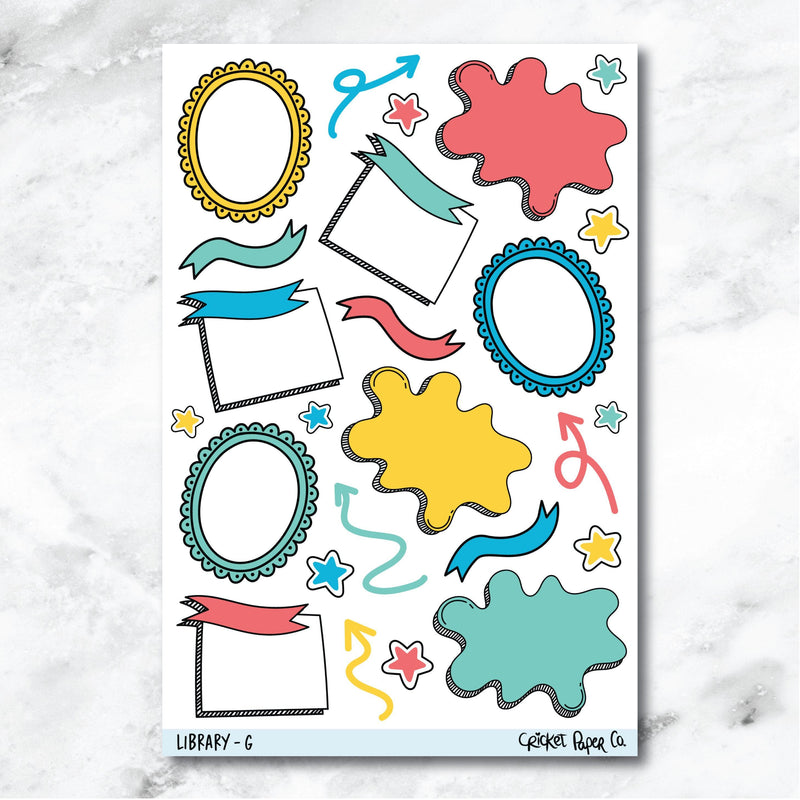 Library Bullet Journal Style Journaling and Planner Stickers - G-Cricket Paper Co.