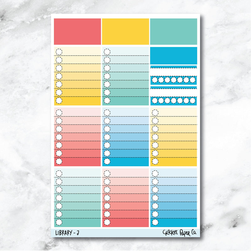 Library Full Box Checklists Journaling and Planner Stickers - J-Cricket Paper Co.