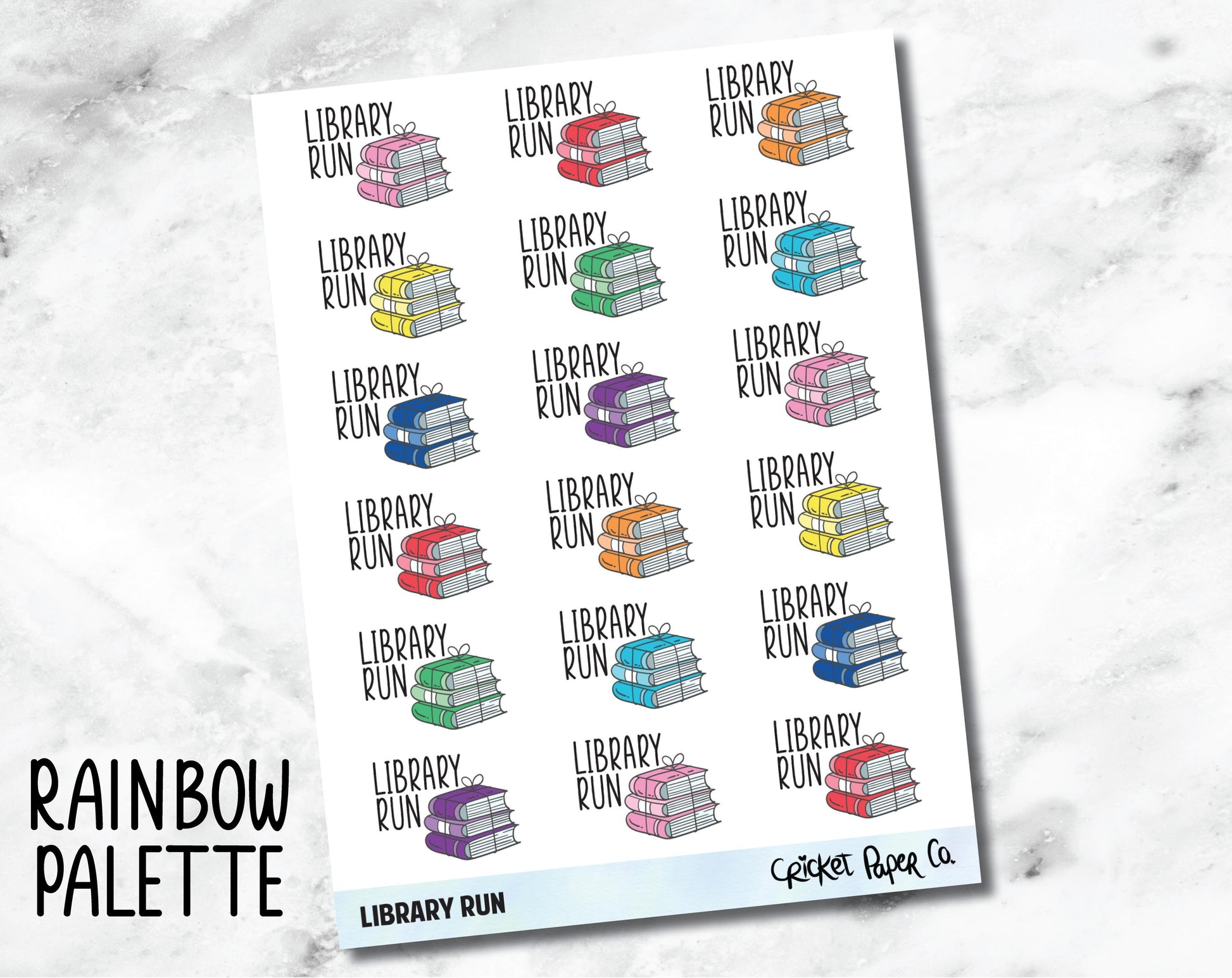 Library Run Typography Icon - Reading and Bookish Planner Stickers-Cricket Paper Co.