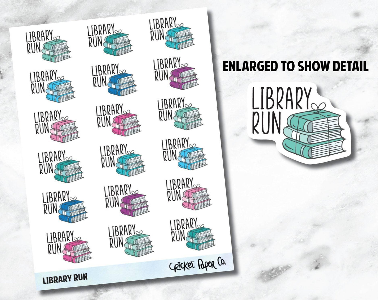 Library Run Typography Icon - Reading and Bookish Planner Stickers-Cricket Paper Co.
