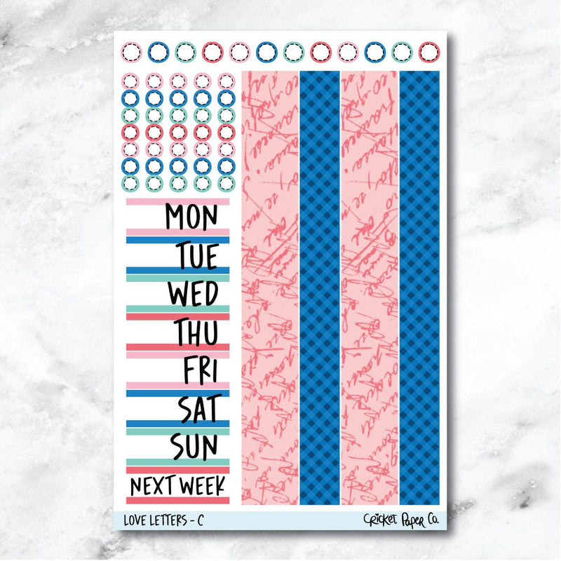Love Letters Date Cover and Washi Strip Journaling and Planner Stickers - C-Cricket Paper Co.